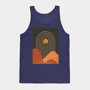 Mid century artwork of sun, archs and mountains. Tank Top